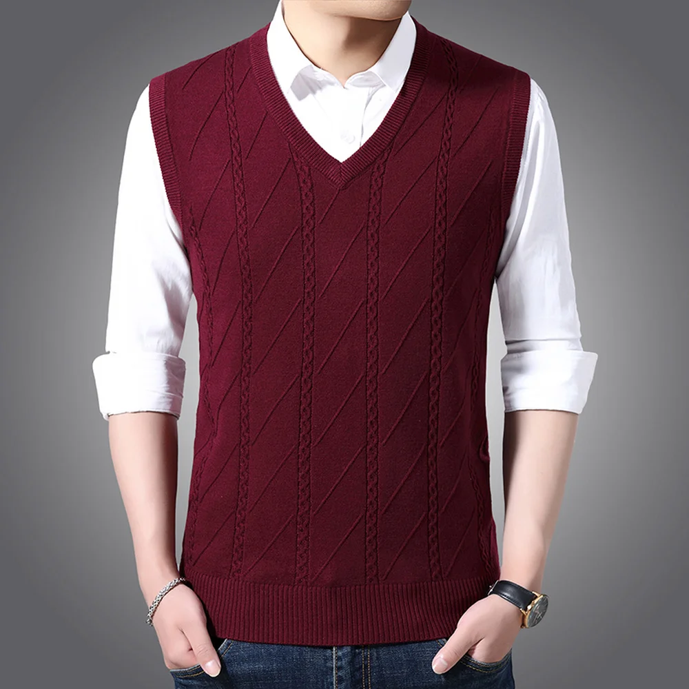 Men Sweater Vest New Fashion Brand For Mens Comfortable Pullovers Slim Knitwear Autumn Casual Clothing Male MZB001 | Мужская одежда