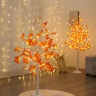 Настольная лампа с кленовымгинкгорождественским огнем, 24 светодиода светильник для дома, праздника, спальни, внутреннего декора, бара, сказосветильник