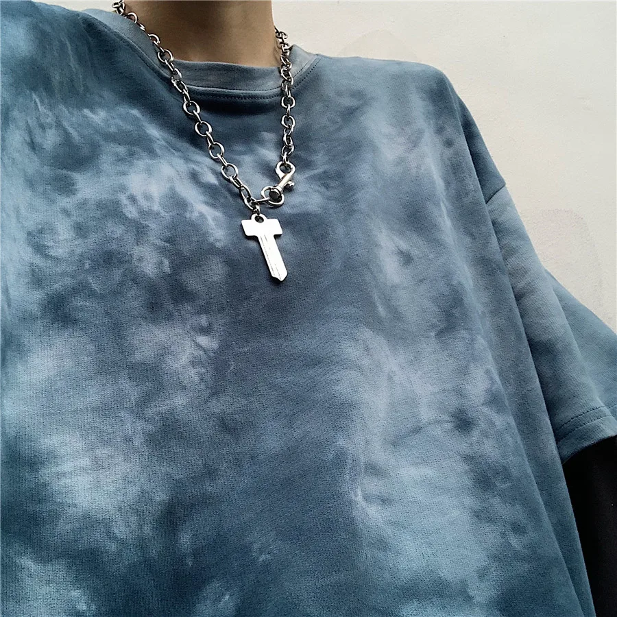 Harajuku уличная женская футболка с галстуком-красителем Корейская Tumblr Поддельные 2