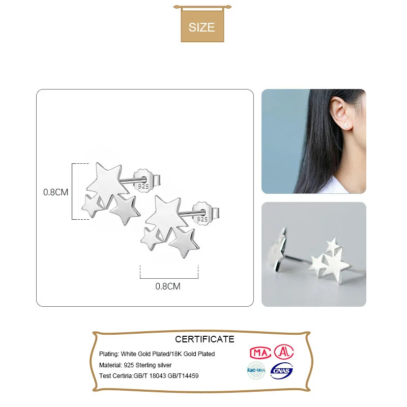 Женские серьги гвоздики Trusta маленькие из 100% стерлингового серебра 925 пробы