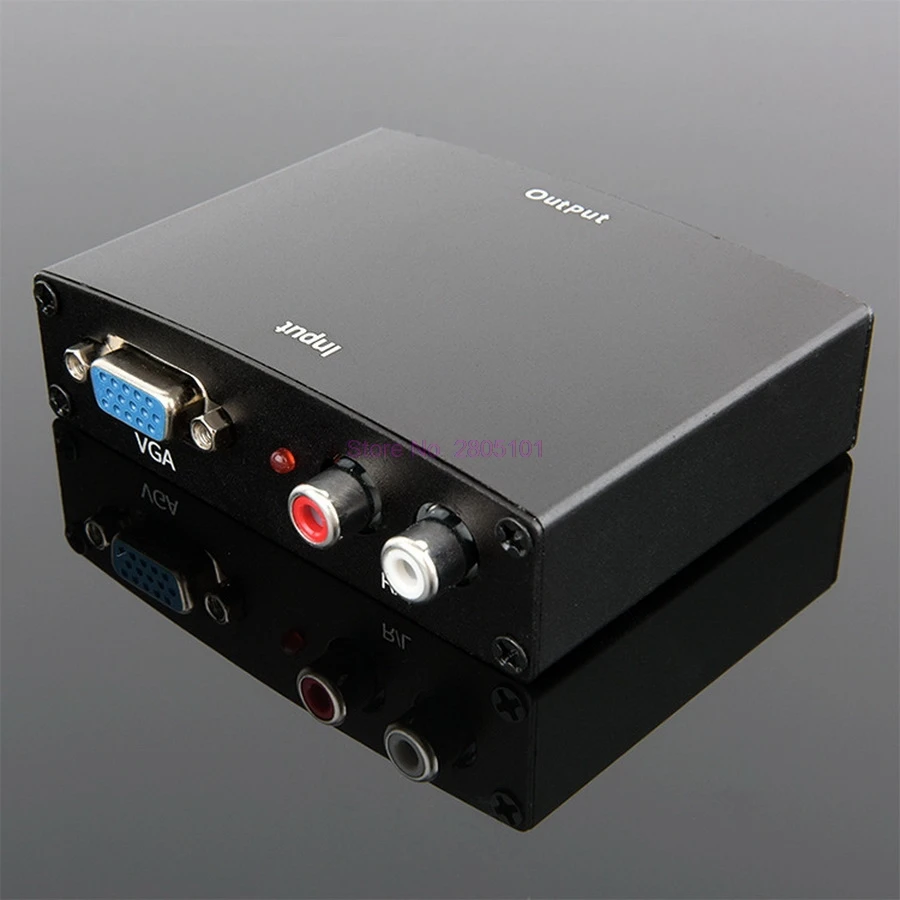 

dhl or fedex 100pcs VGA+R/L to HDMI Converter Box VGA to HDMI HD HDTV Video Converter Adapter with RCA Phono Stereo Audio