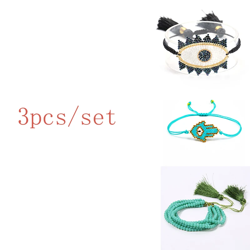 

SHINUS BOHO Insta Fashion MIYUKI Bracelet Hamas Hand pulseras Men Tassel Eye Jewelry Adjustable Rope Chain Bracelets for Women
