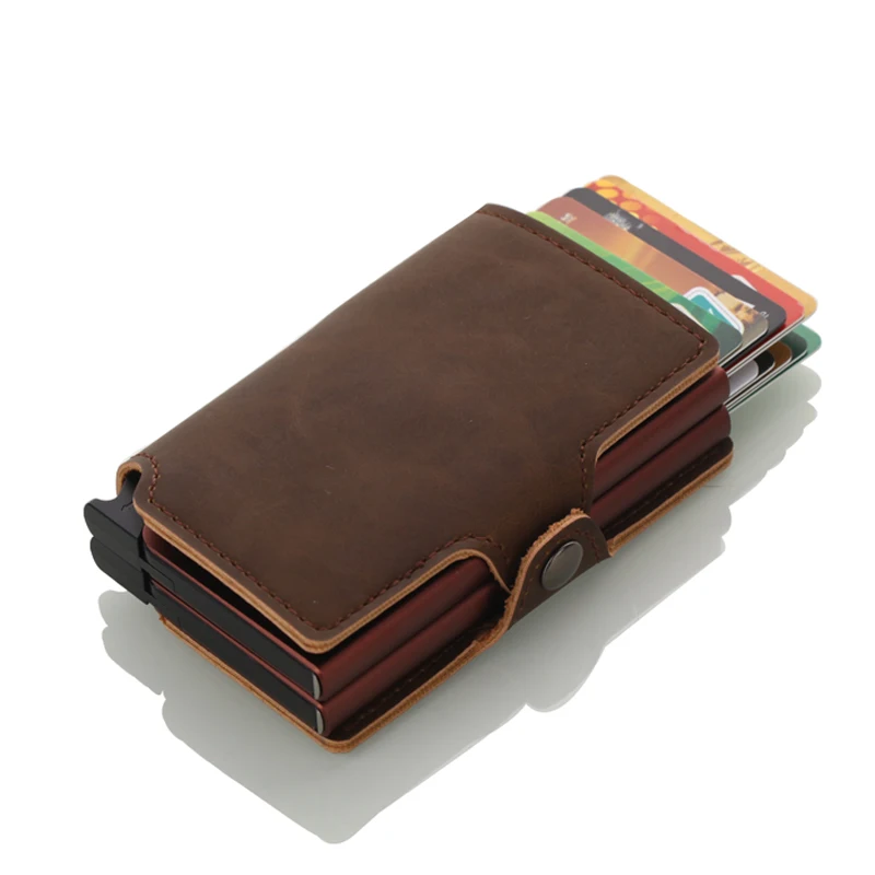 Casekey Dual Manual Pop Up Business Card Holder Rfid Minimalist Wallet Metal Double Card Holder Case
