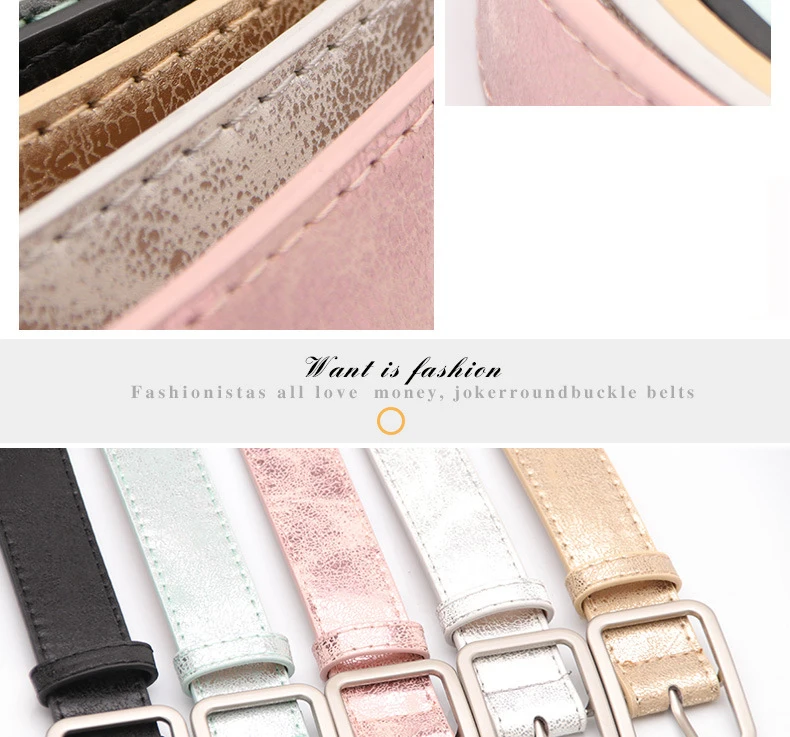 Women Leather Waist Belt for Summer Shining Belts Luxury Brand Korea Style Fashion Women's 2020 Black/pink Student's | Аксессуары