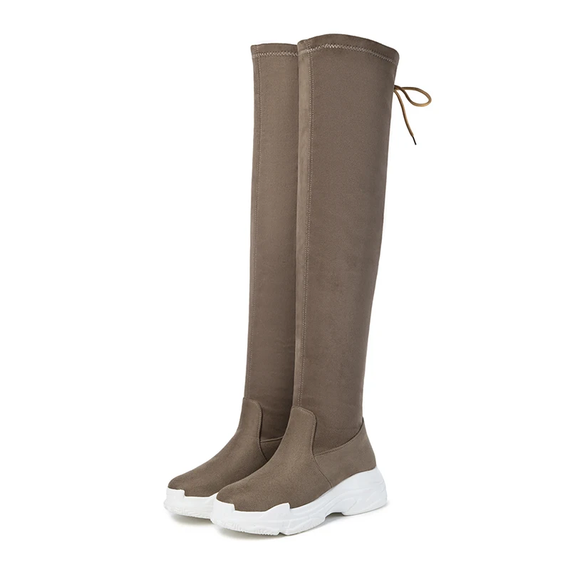 Taoffen/ г. Размер 29-46, женские модные простые зимние теплые высокие сапоги повседневные Сапоги выше колена Клубная женская обувь