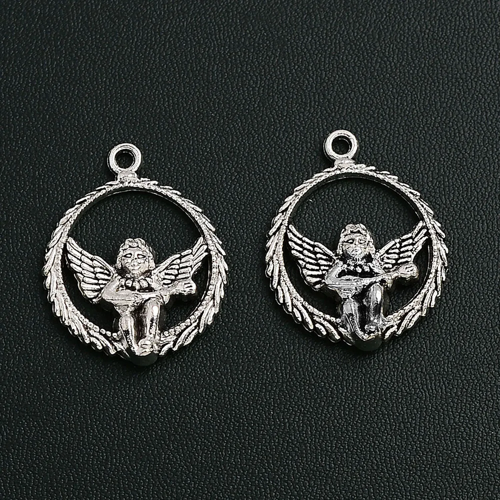 

3pcs/Lots 25x31mm Antique Silver Plated Hollow Angel Charms Vintage Fairy Tale Pendants For DIY Bangles Jewelry Making Finding