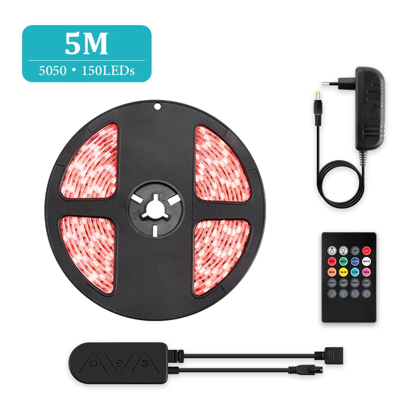 5050 150LEDs 5M Светодиодный светильник RGB 5 м/10 м 2835/5050 водонепроницаемая светодиодная лента с пультом дистанционного управления и Bluetooth контроллером для домашнего декора светильник ing - Испускаемый цвет: 5050 150LEDs 5M