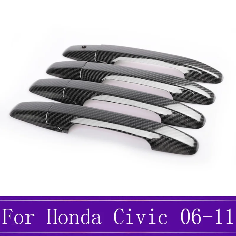 Накладка на ручки внешней двери подходит для Honda Civic 8th ABS Углеволокно отделка
