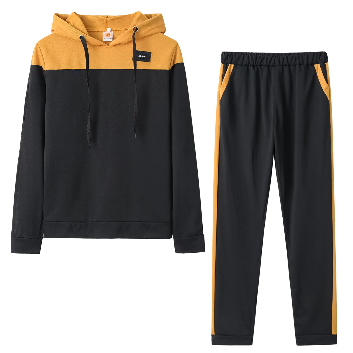 

2021Sportswear women's two-piece autumn color block hooded sweatshirt crop jacket and tights jogging suit