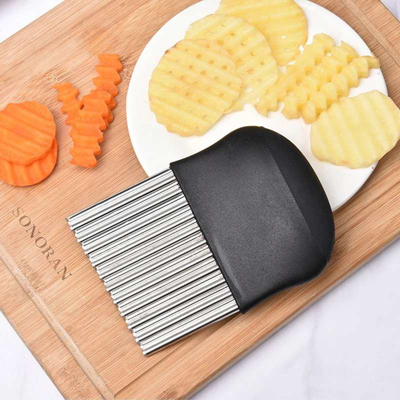 

1pcs Stainless Steel Wave Blade Knife Potato Chip Slicer Vegetable Fruit Cutting Peeler Kitchen Tool Kitchen Gadget