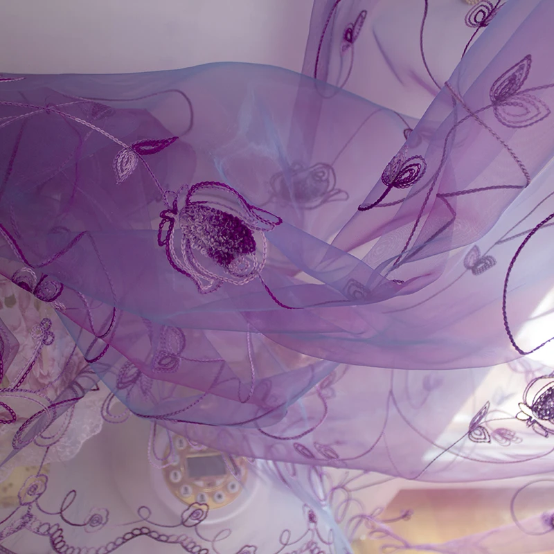 Желтые шторы Цветочные Sheer вуаль Европейской современные окна Гостиная Спальня