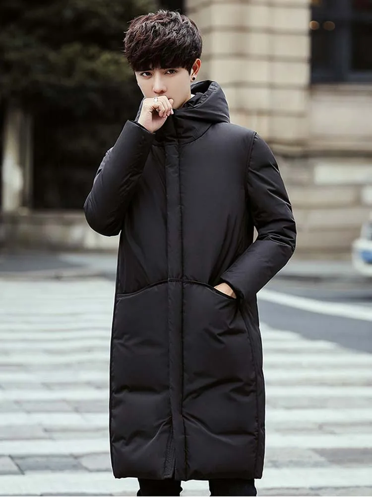 2022 New Winter Fashion Man's Duck Down Coat Preppy Teens Warm Jacket Teenagers Big Boys Parkas Hooded Black Grey Plus Oversize