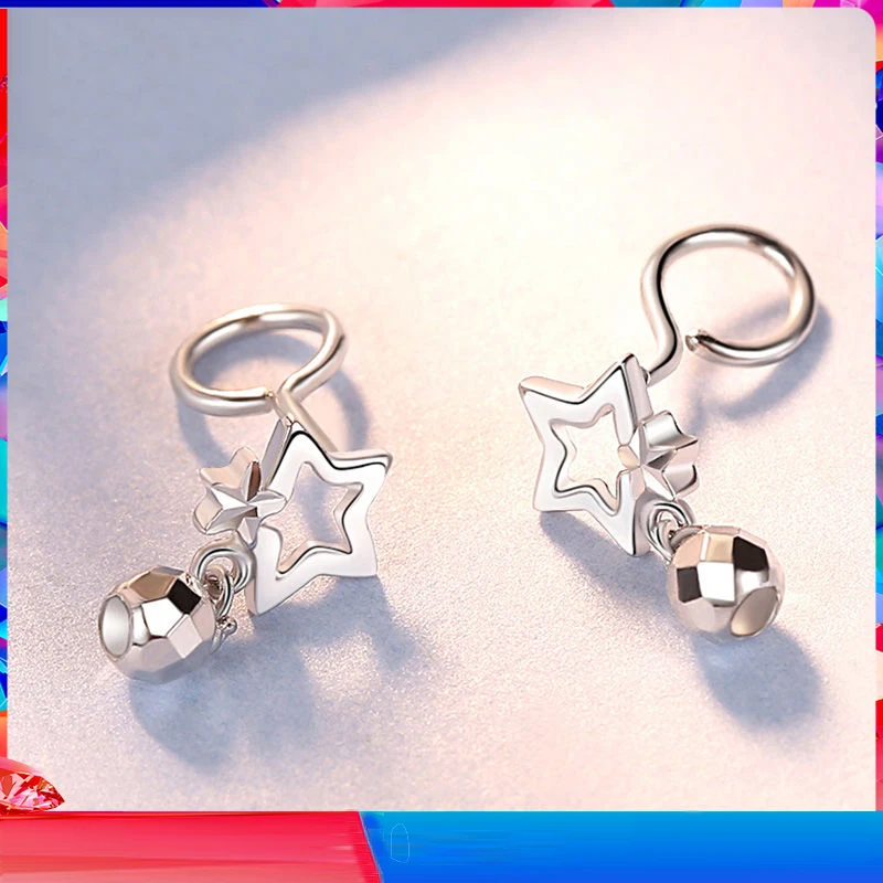 ADZ Pt950 чисто Золотые сережки настоящая платина твердые с блестящими звездами