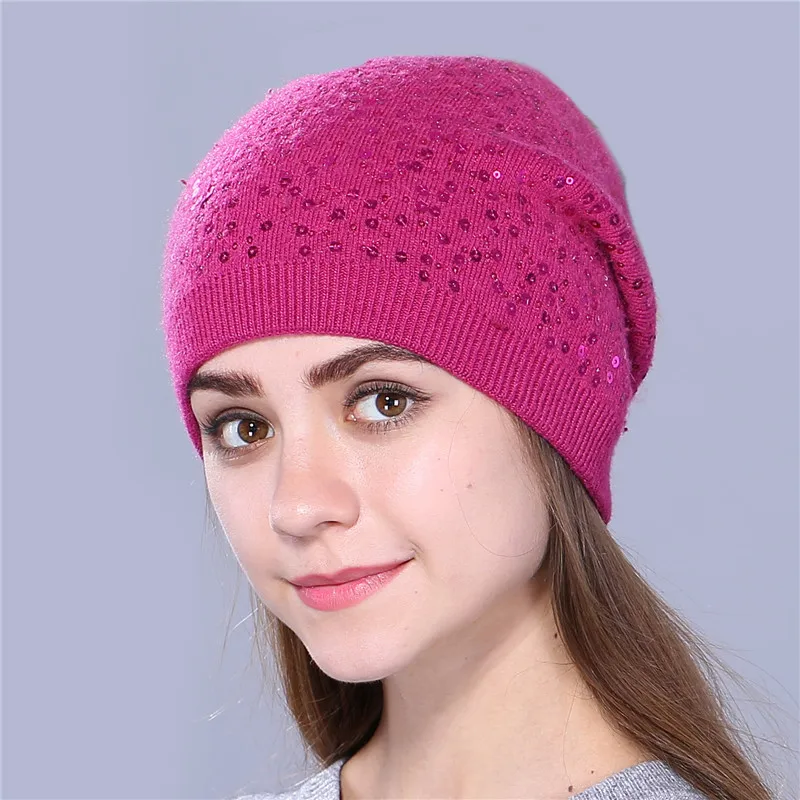 

New Russian Hat Beanies For Women Autumn And Winter Warm Hat Cashmere Wool Knitted Embroidery Women Hat Hats For Girls
