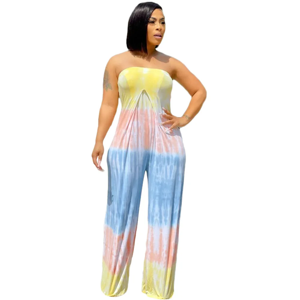 

Fashionable European and American Women's Casual Tie-Dye Jumpsuit