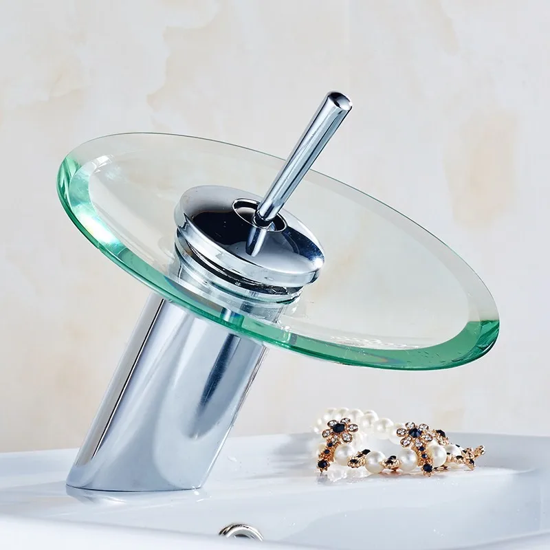 Современный стиль кухня ванная комната сосуд Медь Стекло Круглый Водопад кран