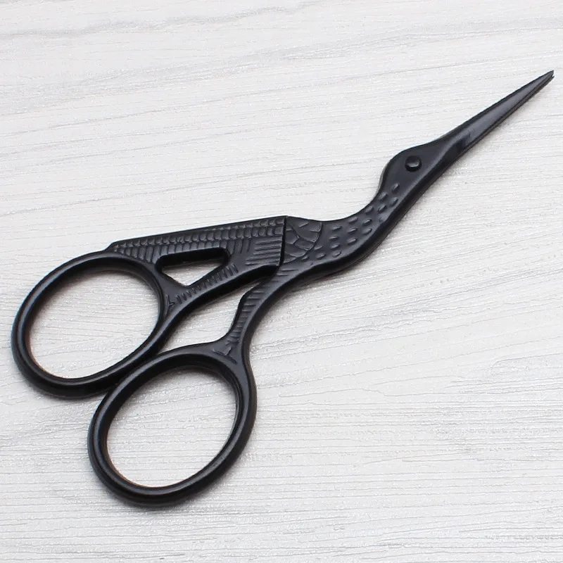 

9.3cm Black Crane Stainless Steel Zigzag Scissors DIY Craft Scissors Sew Diamond Painting Scissors Sewing Machine Accessories E