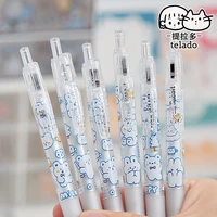 6pcsset creative cute rabbits simple small fresh gel pen kawaii quick drying cap neutral pen journal supplies