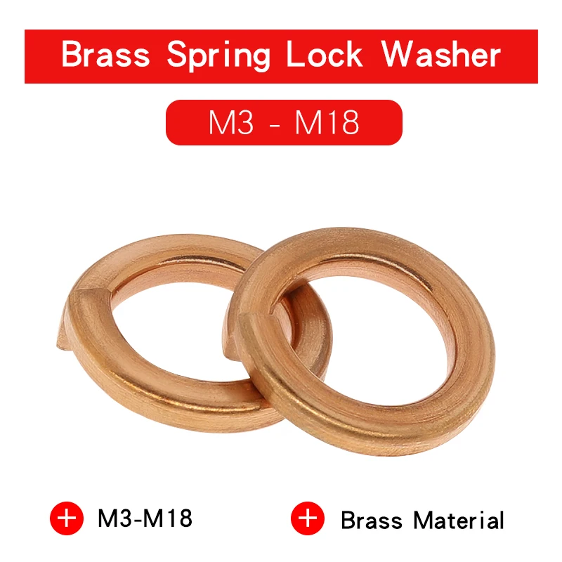 

2-30 PCS Brass Spring Lock Washer M3 M4 M5 M6 M8 M10 M12 M14 M16 M18 Copper Washer
