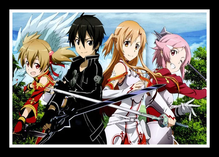 Идеальный JL видеоигра меч искусство онлайн Kirito Asuna постер японское аниме