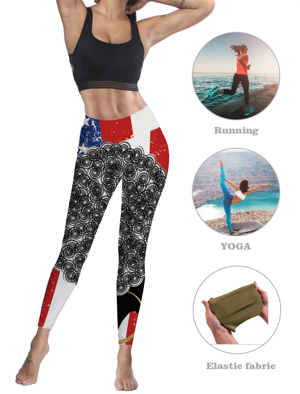 Ретро Американский Флаг африканские Женские повседневные леггинсы женские