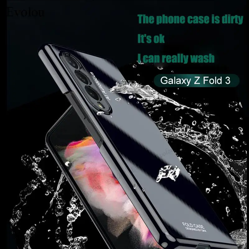 ultra thin hard glossy phone case for samsung galaxy z fold 3 luxury anti fall protective cover for samsung z fold3 5g shell free global shipping
