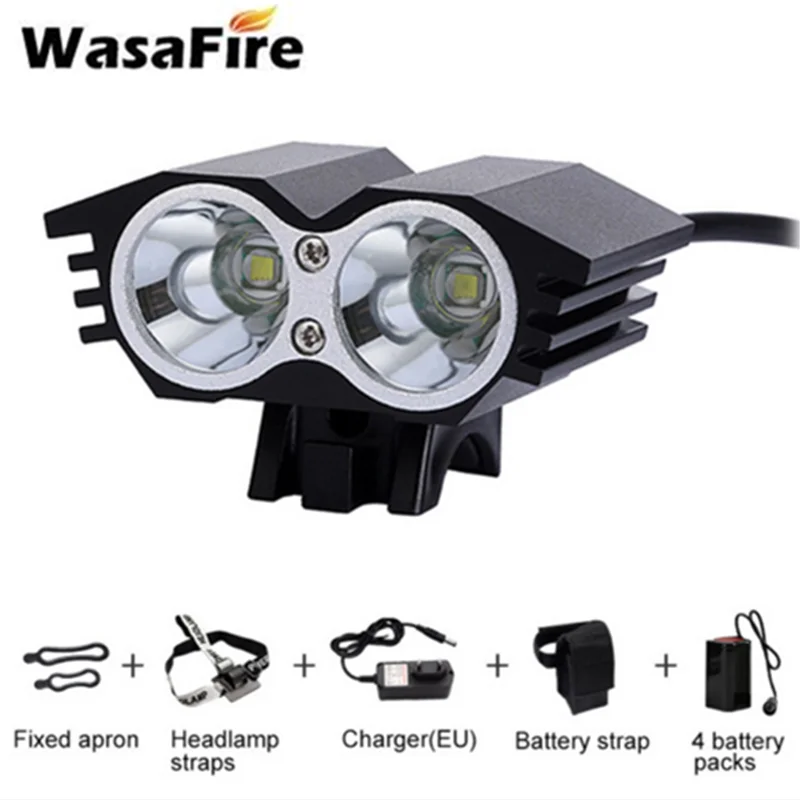 

WassFire 3000 Lumens 2xT6 LED Bike Front Light Lamp Waterproof Bicycle Headlight 4 Modes Safety Night Cycling Flashlight