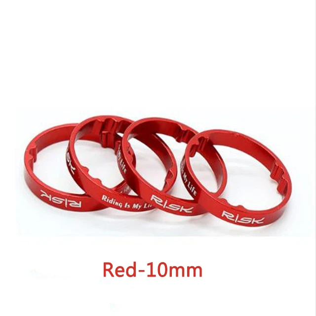 10mm-Red 4 шт., риск 5 мм/10 мм, алюминиевая велосипедная гарнитура, передняя вилка, шайбы MTB, горная дорога, велосипед, мертвые мухи, полый, легкий, шток, прокладки - Цвет: 10mm-Red