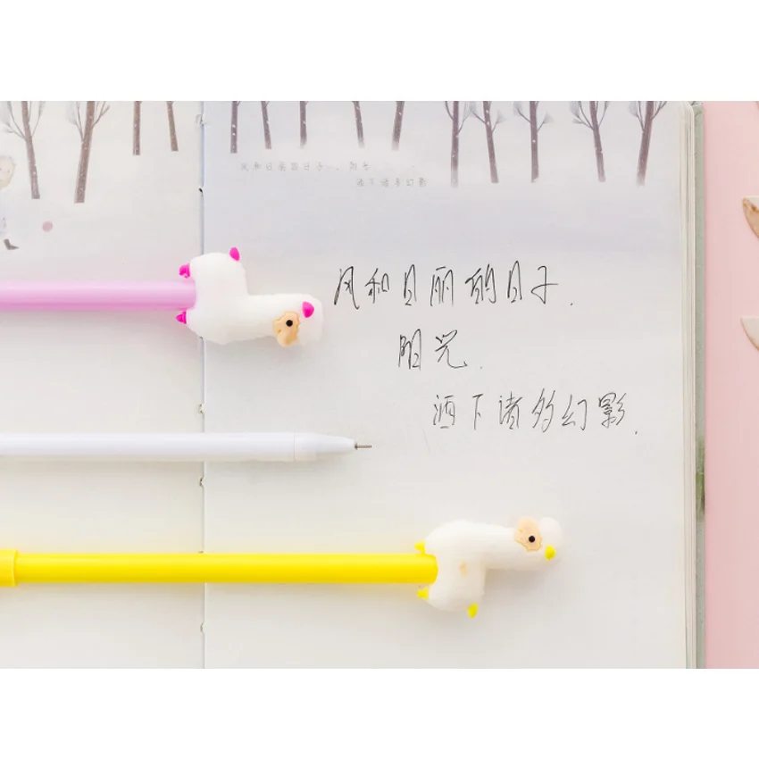 30 шт./лот гелевая ручка с мультяшным альпаком для письма черная Креативные