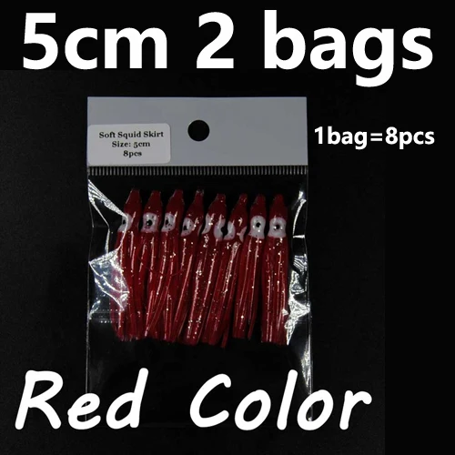 2bags 5cm red 2 сумки 5 см 9 см мягкий Кальмар юбки светящиеся пластиковые осьминог приманка для соленой воды искусственная приманка для рыбалки разноцветные Lumo розовый синий оранжевый - Цвет: 2bags 5cm red