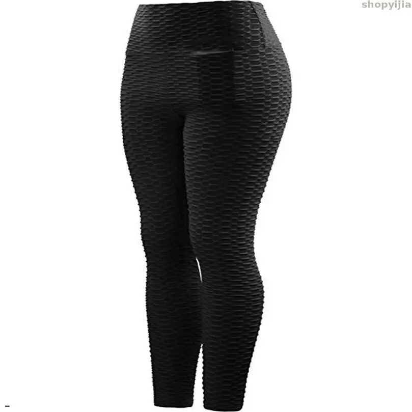 Женские штаны однотонные высокая талия тренировки целлюлита текстура леггинсы