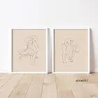 Постер криминальной художественной печати, Постер для рисования танцевальной линии, абстрактный минималистичный поцелуй для пары, настенное искусство, Картина на холсте, картины, домашний декор
