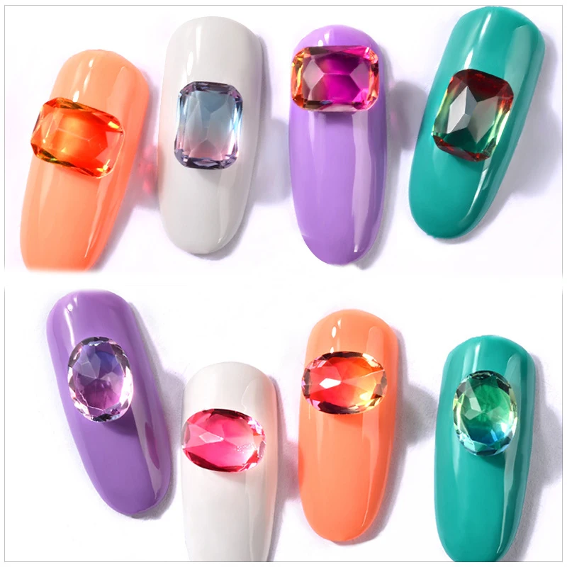 3D блестящие красочные стеклянные стразы для ногтей Стразы дизайна драгоценные