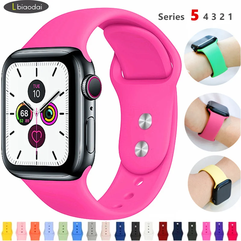 Спортивный ремешок для часов для Apple Watch, версии 5 Группа 44 мм 40 мм наручных часов iWatch, ремешок 42 мм, 38 мм, версия силиконовый ремешок для часов ремень браслет Apple watch 4/3/2/1 44 42 38