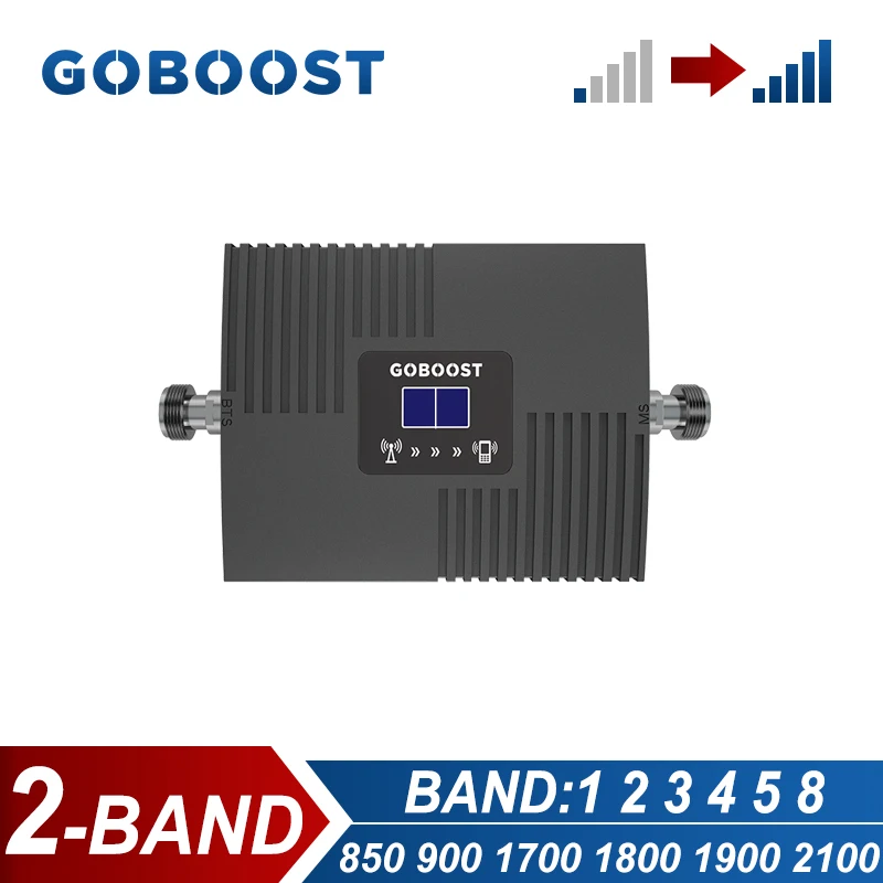

Двухдиапазонный усилитель сигнала GOBOOST, 65 дБ, усилитель сотовой связи 2G + 3G + 4G 850 900 1700 1800 1900 2100 МГц, сетевой ретранслятор