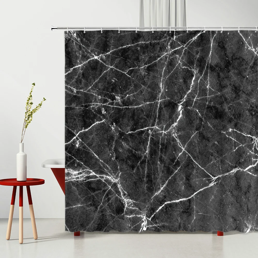 

Marble Texture Geometric Art Shower Curtain Luxury Living Room Curtains Waterproof Fabric Multiple Size Bathtub Decoration Cloth
