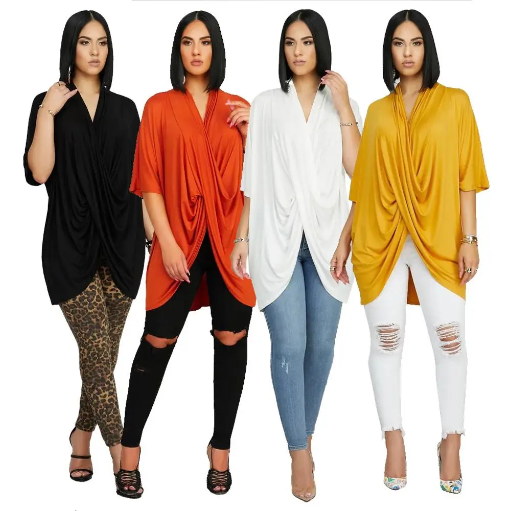 

Пикантные женские топы блузки и рубашки с V-образным вырезом модная повседневная Асимметричная рубашка для дам