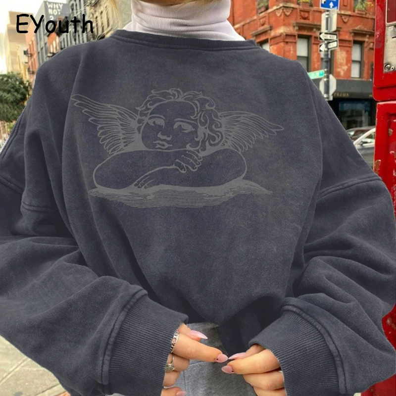 Женская толстовка с длинным рукавом Повседневная Свободная кофта оверсайз