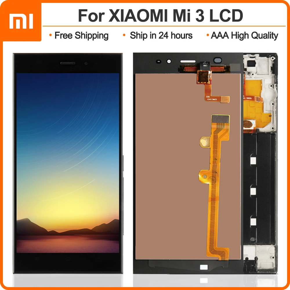 5 0 дюйма Φ WCDMA Mi 3 LCD для XIAOMI Mi3 дисплей сенсорный экран с рамкой Xiaomi сменный ЖК