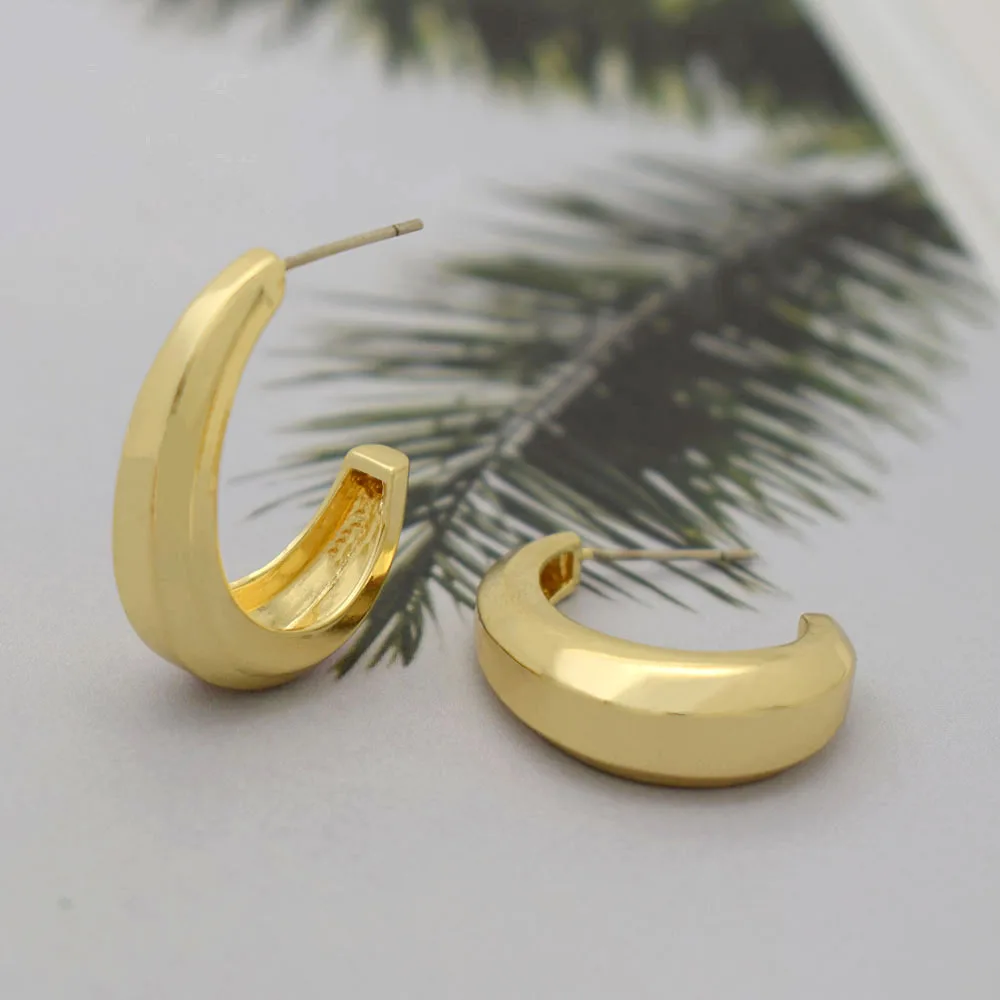 

KURSHUNI gold C shape earrings for women 2020 new fashion hoop earrings Girls chunky copper earrings Korea style Brincos Jewelry