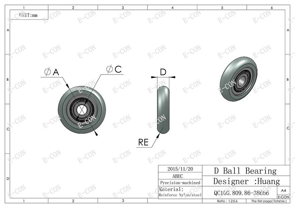 

1/2/5/10PCS D Nylon Plastic Embedded 625 Groove Ball Bearings 5*23*7mm Guide Pulley