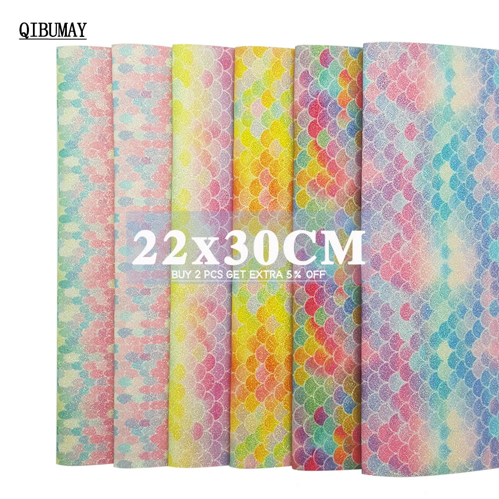 Блестящий бант Русалка QIBUMAY 22*30 см блестящий Радужный тонкий лист A4 из