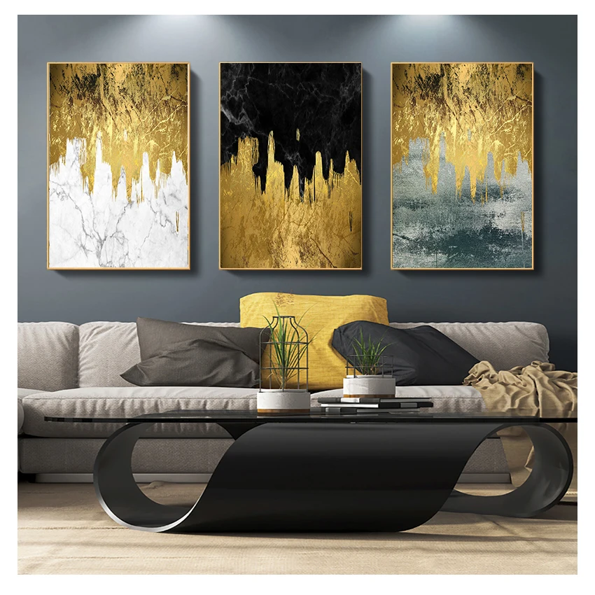 

Картина и печать, плакат для гостиной, настенное искусство, черно-белое украшение для спальни, домашний декор, нордическая Современная Золо...