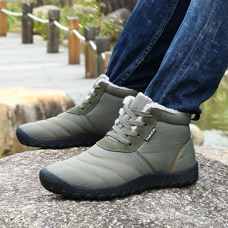 Зимние ботинки мужские кроссовки ботильоны теплые плюшевые непромокаемые