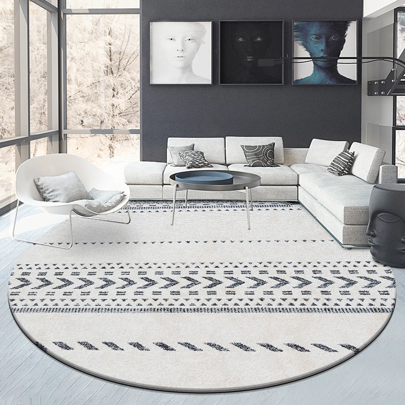 Nordic style round shaped big size all match beige geometric living room coffee table carpet decorative area rug for villa | Дом и сад