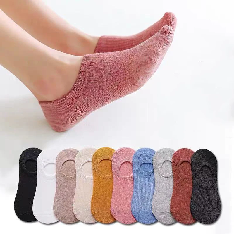 

Women Invisible Solid Color Socks Slippers Ladies Polyester Cotton Non-slip Socks Spring Summer Fashion Elastic Boat Socks