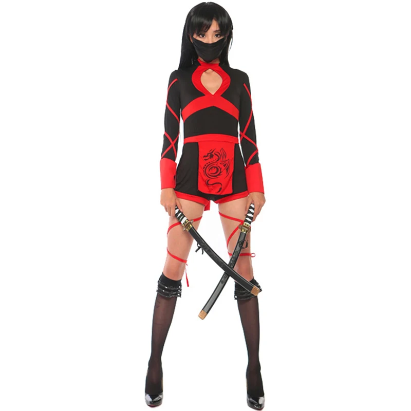 

Ninja Cosplay Costumes Anime Sexy Suit Samurai Warrior Clothes For Women Jumpsuits Lady Fitness Dress Party Black Swordsman