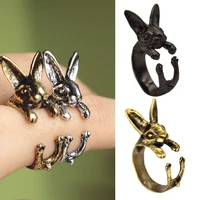 vintage hippie chic handmade rabbit bunny animal knuckles rings for women girls charm adjustable ring gift fashion jewelry gift