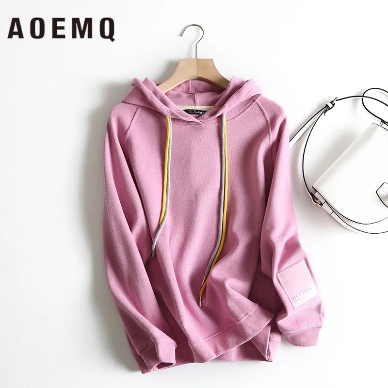 AOEMQ модные свитера 5 однотонных цветов толстый теплый осенний спортивный свитер с капюшоном непромокаемый свитер для дождливого дня Женская одежда