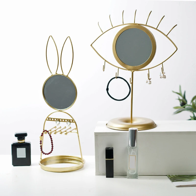 Скандинавское зеркало для макияжа с подставкой ювелирных изделий настольное